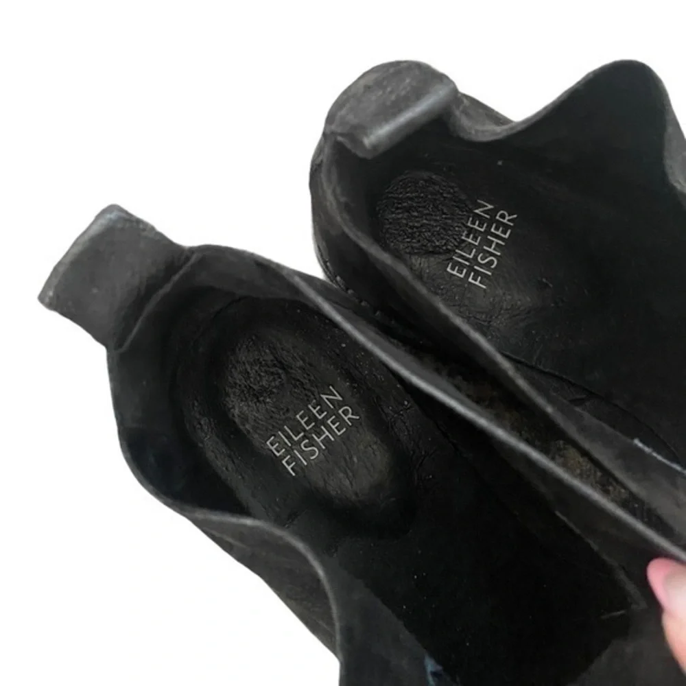 Eileen Fisher Soul Black Nubuck Desert Slip On Ankle Boots‎